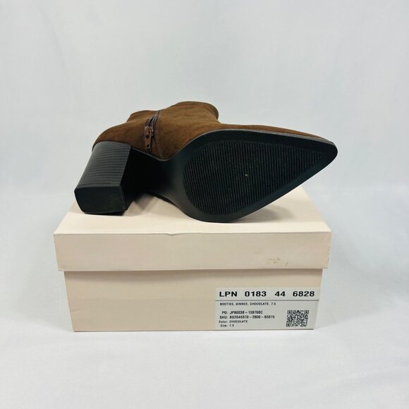 JustFab Womens Brown Faux Suede Block Heel Side Zipper Ankle Boots Size 7.5 - Picture 5 of 7